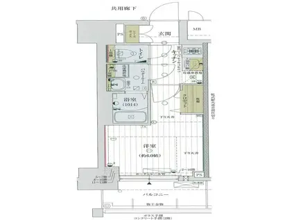 レジュールアッシュ神戸ヴィヴァン(1K/3階)の間取り写真