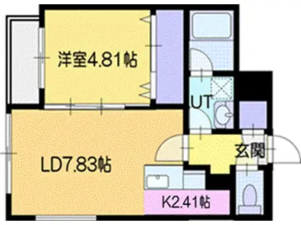 レスツオン厚別II(1LDK/2階)の間取り写真
