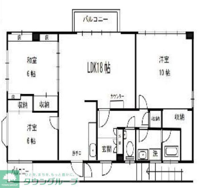 NSビルAD(3LDK/3階)の間取り写真