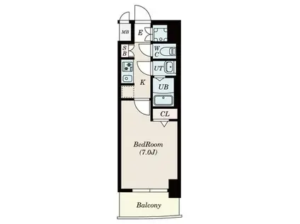 リシュドール川名駅(1K/14階)の間取り写真
