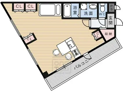 フレアコート(ワンルーム/4階)の間取り写真