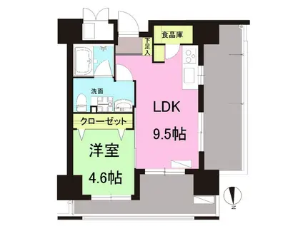 ニューガイア天神北(1LDK/2階)の間取り写真