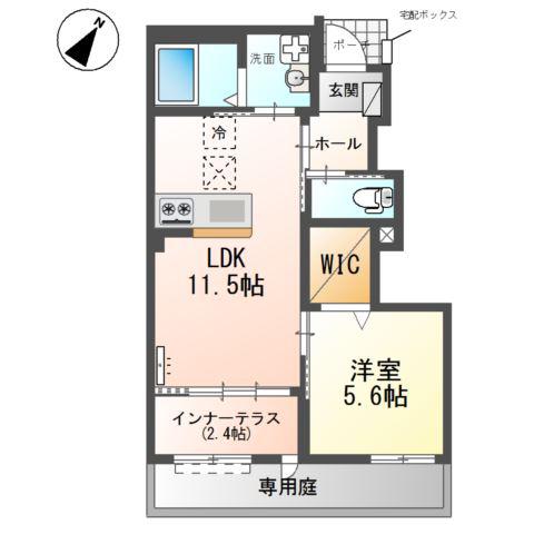 瀬音のいおり(1LDK/1階)の間取り写真