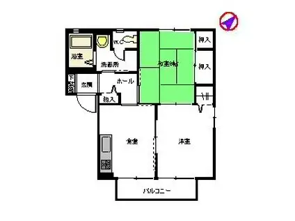 メゾン橘 B棟(2DK/1階)の間取り写真