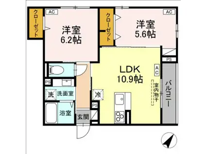 ASSET-COURT(2LDK/2階)の間取り写真