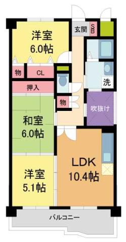 KDXレジデンス夙川ヒルズ 3番館(3LDK/4階)の間取り写真