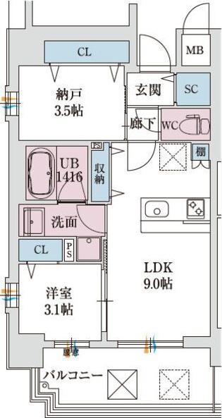 スプランディッド新大阪VIII(1SLDK/7階)の間取り写真