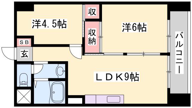 インタービレッジ西夢前台(2LDK/4階)の間取り写真