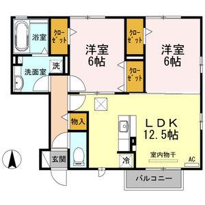エクセレントパピオン(2LDK/1階)の間取り写真
