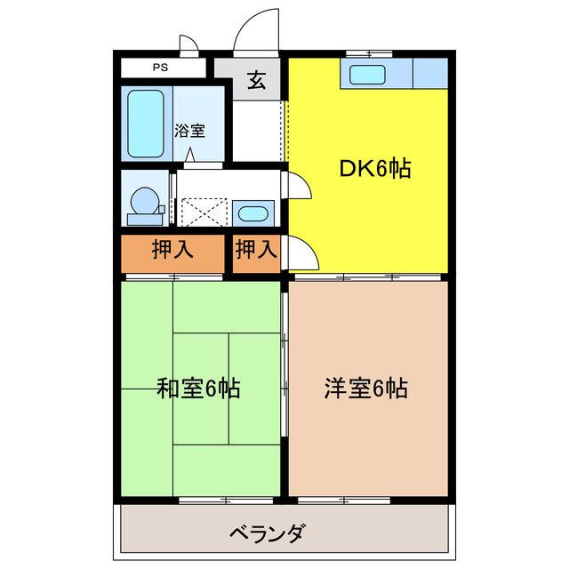 パティオ M(2DK/1階)の間取り写真