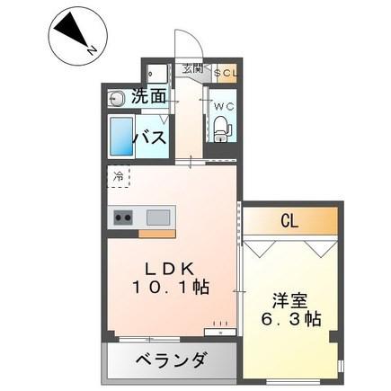 サンライズ小田部(1LDK/5階)の間取り写真