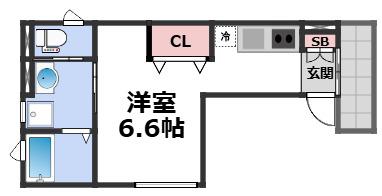 アヴェニール森ノ宮(1K/1階)の間取り写真