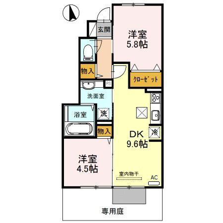 サニーDハウス芝町(2DK/1階)の間取り写真