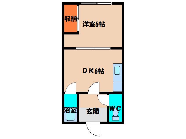 コンフレール美原(1DK/2階)の間取り写真