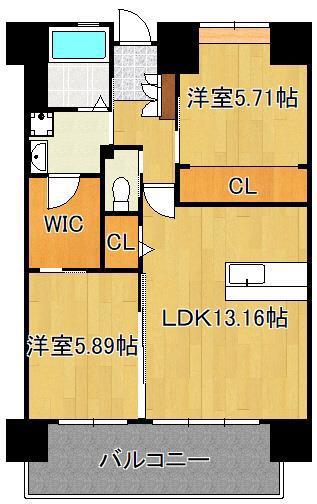 LEGEND高見(2LDK/14階)の間取り写真