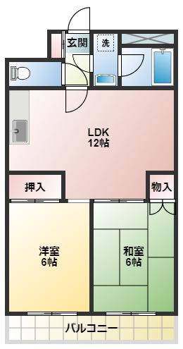 宍田ビル(2DK/3階)の間取り写真