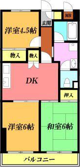 大川マンション(3DK/2階)の間取り写真