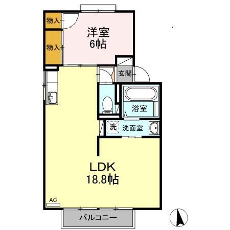 ル・プレジールK(1LDK/2階)の間取り写真