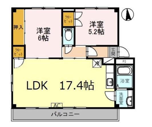 ラフォーレ龍野I(2LDK/2階)の間取り写真