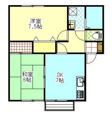 セジュール五城目II(2DK/1階)の間取り写真