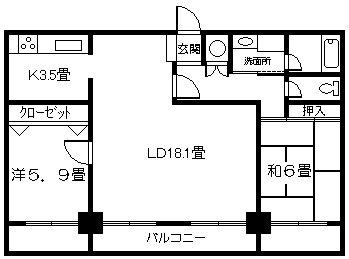 ストークマンション鹿児島(2LDK/8階)の間取り写真