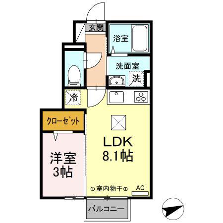 IDEAL(1LDK/1階)の間取り写真