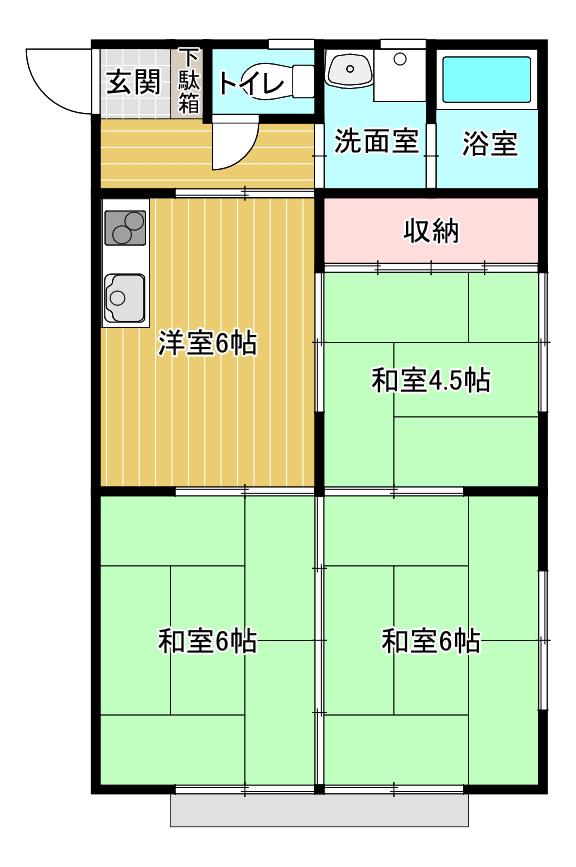 コヤナギハイツ(3DK/2階)の間取り写真