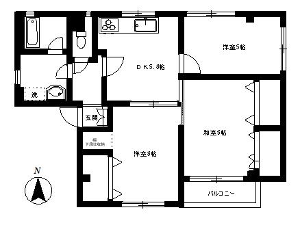 クレージュパレス(3DK/2階)の間取り写真