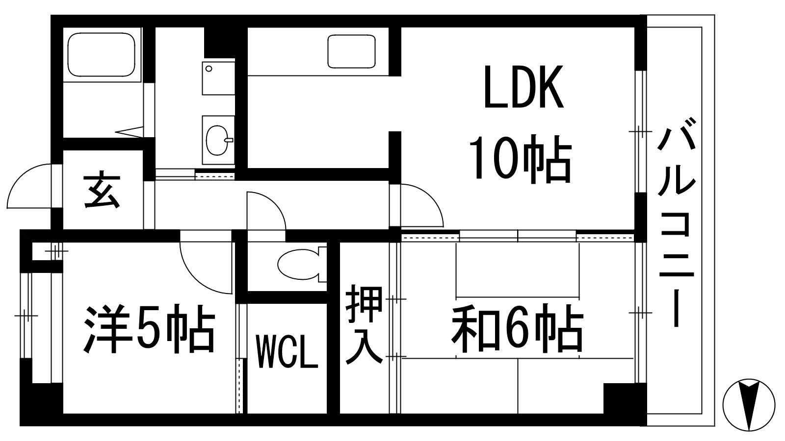 ソアール門戸荘(2LDK/2階)の間取り写真
