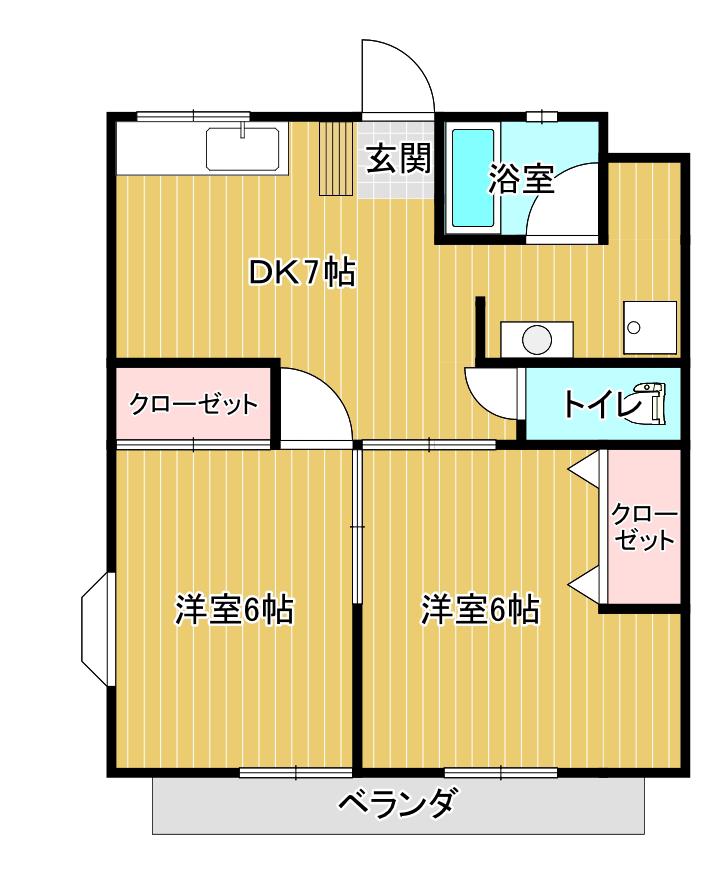レジデンス光洋I(2DK/2階)の間取り写真