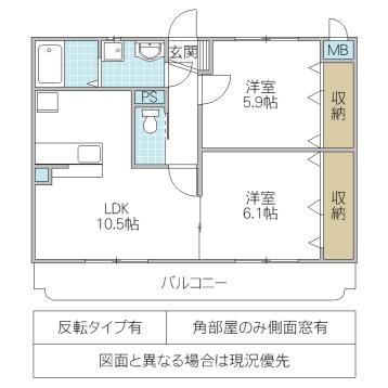 パルディス(2LDK/3階)の間取り写真
