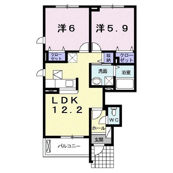アッソラートI(2LDK/1階)の間取り写真