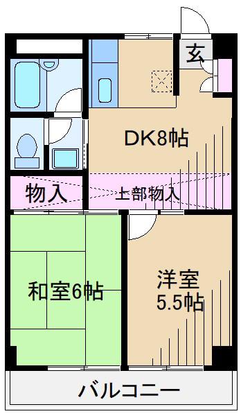シャルム大倉山(2DK/5階)の間取り写真
