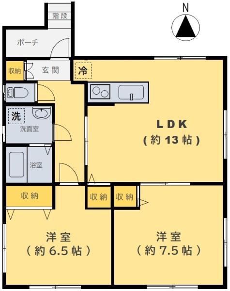 エルベ二十世紀(2LDK/1階)の間取り写真