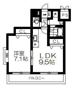 エルスタンザ子平町(1LDK/2階)の間取り写真