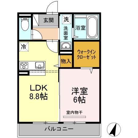 イヴェール(1LDK/2階)の間取り写真