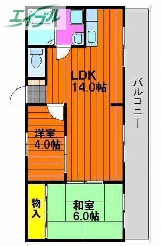 小原マンション(2LDK/4階)の間取り写真