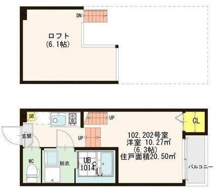 ディアレスト愛宕(1K/1階)の間取り写真