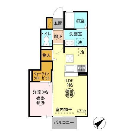 プリムールB(1LDK/1階)の間取り写真