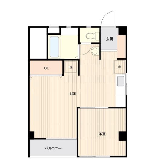 マルセンビル(1LDK/3階)の間取り写真