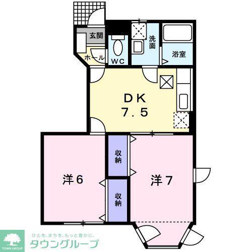 ブルースカイハイツ(2DK/1階)の間取り写真