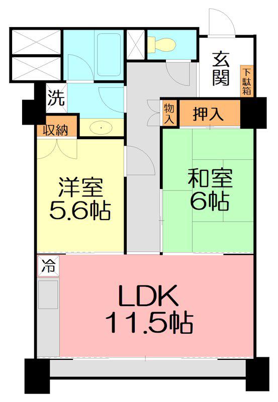フジタ第六箱根山マンション(2LDK/1階)の間取り写真