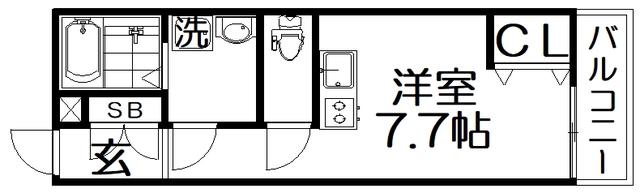 CHOU CHOU NAKAMIYA イースト(ワンルーム/1階)の間取り写真