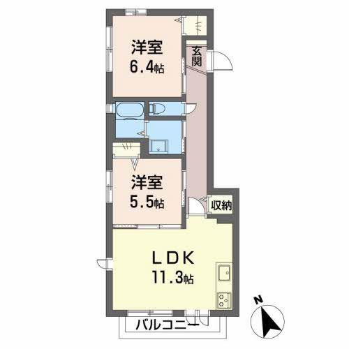 アプリコット嶺(2LDK/1階)の間取り写真