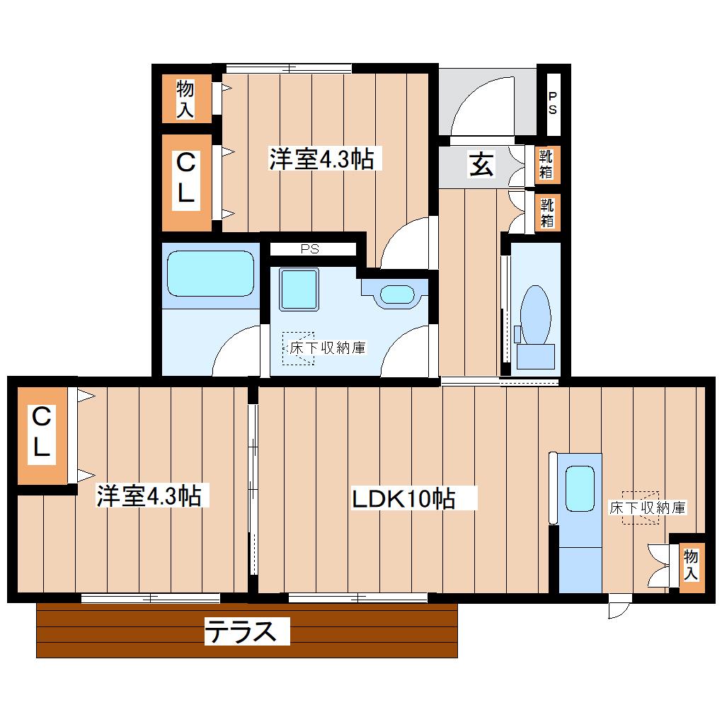 APT K III(2LDK/1階)の間取り写真