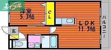 プレゼンス白石(1LDK/2階)の間取り写真
