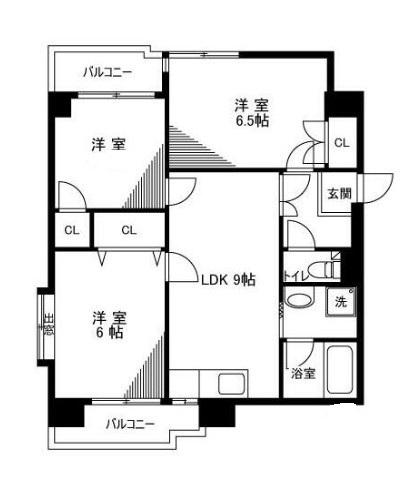 朝日グリーンハイツ(3LDK/7階)の間取り写真