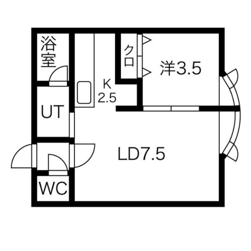 アークコート豊平III(1LDK/2階)の間取り写真