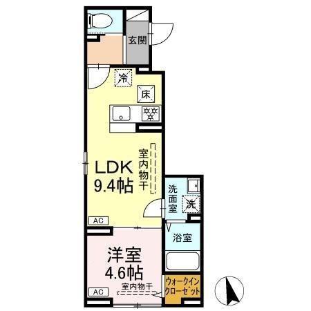 セレスティア青井(1LDK/1階)の間取り写真