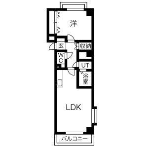 ワイズタワー徳川(1LDK/10階)の間取り写真